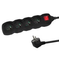 ESPERANZA POWER STRIP 4 SOCKETS SWITCH 3M BLACK
