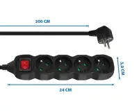ESPERANZA POWER STRIP 4 SOCKETS SWITCH 3M BLACK – pilt 6