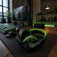 ESPERANZA STEREO HEADPHONES WITH MICROPHONE FOR GAMERS RAVEN GREEN – pilt 2