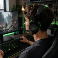 ESPERANZA STEREO HEADPHONES WITH MICROPHONE FOR GAMERS RAVEN GREEN – pilt 7