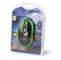 TITANUM WIRELESS 2.4GHZ OPTICAL MOUSE 3D USB VULTURE BLACK/GREEN – pilt 3