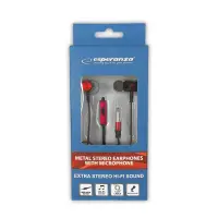 ESPERANZA METAL EARPHONES WITH MICROPHONE EH207 BLACK/RED – pilt 3