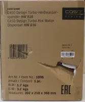 SALE OUT. Caso HW 616 Turbo Hot Water Dispenser, Capacity 2.5 L, Stainless steel, Black | SALE OUT. Caso Turbo Hot Water Dispenser | HW 616 | Water Dispenser | 2600 W | 2.5 L | Plastic/Stainless Steel | Black/Stainless Steel | DAMAGED PACKAGING
