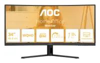 AOC CU34B3E | 34 " | VA | WQHD | 21:9 | 120 Hz | 4 ms | 3440 x 1440 pixels | 300 cd/m² | HDMI ports quantity 1 | Black