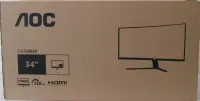 SALE OUT. AOC CU34B3E Curved 34" 3440x1440/21:9/300cd/m2/4ms HDMI, DisplayPort, USB, Audio out | Warranty 36 month(s) | DAMAGED PACKAGING
