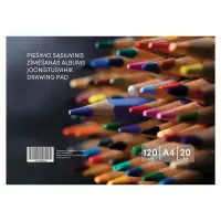 Joonistusplokk, 20 lehte, A4, 120 gsm, kaas 130 gsm (kogus 5 tükki)