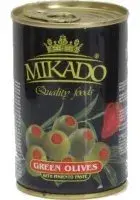 MIKADO Täidetud oliivid, paprika täidisega, 314 ml/ 280 g/ 90 g (kogus 2 tükki)