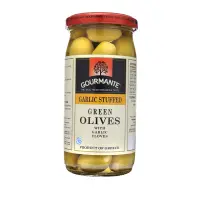 Rohelised oliivid GOURMANTE  küüslauguga soolvees 370ml