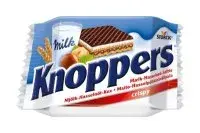 Knoppers, krõbe vahvlimaiustus piima-pähklitäidisega 25g (kogus 5 tükki)