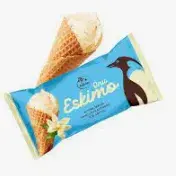 Vanillimaitseline koorejäätis ONU ESKIMO, vahvlikoonuses 165ml/80g (kogus 28 tükki)