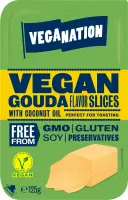 Taimne valmistis kookosõliga VEGANATION gouda-maitseline, viilutatud, 125 g (kogus 3 tükki)