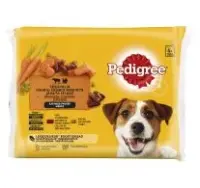 Koeraeine PEDIGREE 4-pakk looma- ja küülikulihaga/kalkuniliha ja porganditega kastmes, 4x100g
