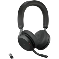 JABRA EVOLVE2 75, Link390a MS Stereo Black, EVOLVE2 75 headset Black MS, Link 380 BT adapter USB-A MS,1.2m USB-C to USB-A cable, carry pouch, warranty and warning (safety leaflets)