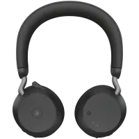 JABRA EVOLVE2 75, Link380a UC Stereo Black, EVOLVE2 75 headset Black UC, Link 380 BT adapter USB-A UC,1.2m USB-C to USB-A cable, carry pouch, warranty and warning (safety leaflets)
