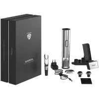 Prestigio Garda, smart wine opener, simple operation with 2 buttons, aerator, vacuum stopper preserver, foil cutter, opens up to 50 bottles wihout recharging, premium design, 500mAh battery, Dimensions D 17mm* H 290mm* W100 mm, silver color. – pilt 4