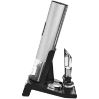 Prestigio Garda, smart wine opener, simple operation with 2 buttons, aerator, vacuum stopper preserver, foil cutter, opens up to 50 bottles wihout recharging, premium design, 500mAh battery, Dimensions D 17mm* H 290mm* W100 mm, silver color. – pilt 5