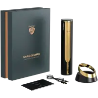 Prestigio Maggiore, smart wine opener, 100% automatic, opens up to 70 bottles without recharging, foil cutter included, premium design, 480mAh battery, Dimensions D 48*H228mm, black + gold color. – pilt 2