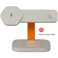 CANYON Wireless Charging Station Hexagon 310 3in1 LightGrey/Orange