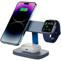 CANYON Wireless Charging Station Hexagon 310 3in1 DarkGrey/Blue