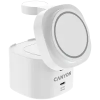 Canyon 4 in 1 Wireless Charging Stand, 30W max, Size: 70x70x70.3mm, weight: 414g, with 65W charger and 1M cable, white