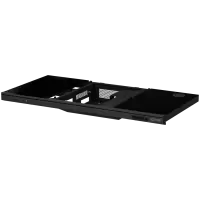 Dual-motor sit/stand adjustable-height gaming desk with built-in PC case, wireless charger, RGB lighting, control panel, and USB ports, tempered glass tabletop, black. – pilt 3