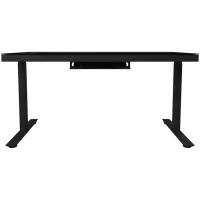 Dual-motor sit/stand adjustable-height gaming desk with wireless charger, RGB lighting, control panel, and USB ports, solid tempered glass tabletop, black. – pilt 6