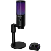 LORGAR SMP40, RGB Microphone with external mute button and metal stand, Black