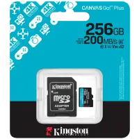 Kingston 256GB microSDXC Canvas Go Plus Gen4 200MB/s A2 U3 V30 Card + Adapter