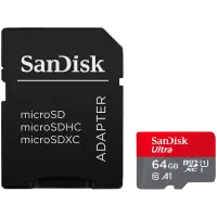 SANDISK Ultra microSDXC 64GB + SD Adapter 140MB/s A1 Class 10 UHS-I