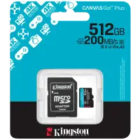 Kingston 512GB microSDXC Canvas Go Plus Gen4 200MB/s A2 U3 V30 Card + Adapter – pilt 3