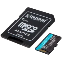 Kingston 64GB microSDXC Canvas Go Plus Gen4 200MB/s A2 U3 V30 Card + Adapter