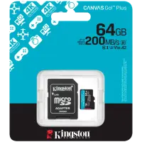 Kingston 64GB microSDXC Canvas Go Plus Gen4 200MB/s A2 U3 V30 Card + Adapter – pilt 2