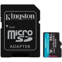 Kingston 64GB microSDXC Canvas Go Plus Gen4 200MB/s A2 U3 V30 Card + Adapter