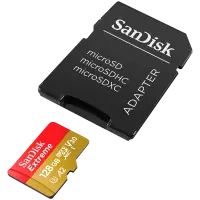SANDISK Extreme microSDXC 128GB for Action Cams and Drones + SD Adapter + 1 year RescuePRO Deluxe up to 190MB/s & 90MB/s Read/Write speeds A2 C10 V30 UHS-I U3