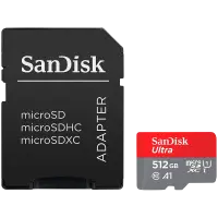 SANDISK Ultra microSDXC 512GB + SD Adapter 150MB/s A1 Class 10 UHS-I
