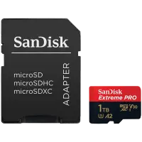 SANDISK Extreme PRO microSDXC 1TB + SD Adapter + 2 years RescuePRO Deluxe up to 200MB/s & 140MB/s Read/Write speeds A2 C10 V30 UHS-I U3