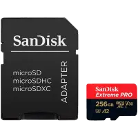 SANDISK Extreme PRO microSDXC 256GB + SD Adapter + 2 years RescuePRO Deluxe up to 200MB/s & 140MB/s Read/Write speeds A2 C10 V30 UHS-I U3