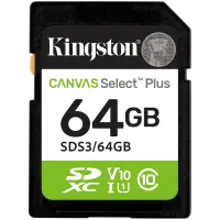 Kingston 64GB SDXC Canvas Select Plus Gen3 100MB/s C10 UHS-I U1 V10
