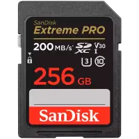 SANDISK Extreme PRO 256GB SDXC Memory Card + 2 years RescuePRO Deluxe up to 200MB/s & 140MB/s Read/Write speeds, UHS-I, Class 10, U3, V30