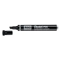 Permanentne marker PENTEL N60 3,9-5,7mm  lõigatud otsaga metallkorpusega must