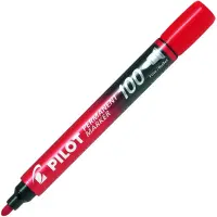 Permanentne marker PILOT 100 koonilise otsaga 1mm punane
