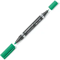Permanentne marker STAEDTLER Lumocolor Duo 348 kahe otsaga 0,6/1,5mm roheline