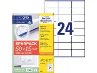 Kleebisetikett AVERY Zweckform Ultragrip 70x36mm 50+15 lehte (6602)