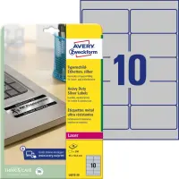 Kleebisetikett hõbedasest polüesterkilest AVERY Zweckform 96x50.8mm 20 lehte pakis (L6012)