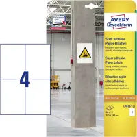 Kleebisetikett AVERY Zweckform 105x148mm 4 tk lehel 20 lehte ekstra tugeva liimiga (L7876-20)