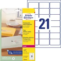 Kleebisetikett AVERY Zweckform 63,5x38,1mm läbipaistev polüesterkile 25 lehte (L7560-25)