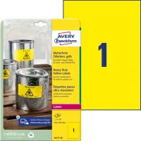 Kleebisetikett polüesterkilest ilmastikukindel AVERY Zweckform 210x297mm 20 lehte pakis kollane (L6111-20)