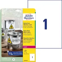 Kleebisetikett polüesterkilest ilmastikukindel AVERY Zweckform 210x297mm 20l permsnentse liimiga (L4775-20)