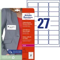 Nimesilt kleebitav tekstiilile AVERY Zweckform 63,5x29,6mm 20 lehte (L4784-20)