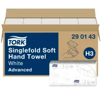 Lehträtik 2-kihiline TORK Soft Singlefold Advanced H3 23x22,6cm 250 lehte (290143)